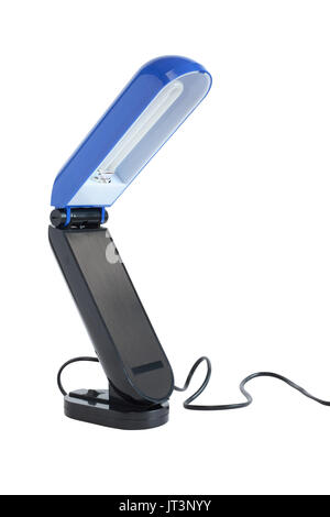 Moderna blu pieghevole lampada da scrivania isolato su sfondo bianco. Percorso di clipping è incluso Foto Stock