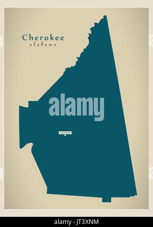 Mappa moderno - Cherokee Alabama county USA illustrazione Illustrazione Vettoriale