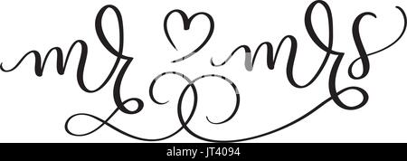 Il signor e la signora testo su sfondo bianco. Disegnata a mano Calligraphy lettering illustrazione vettoriale EPS10 Illustrazione Vettoriale