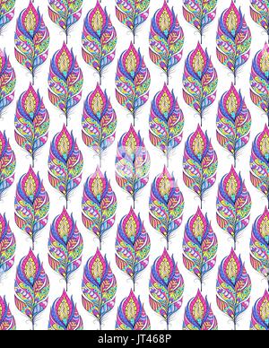 Illustrazione Vettoriale di seamless pattern con colorate piume astratto Illustrazione Vettoriale