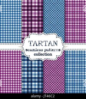 Set di seamless disegni tartan Illustrazione Vettoriale