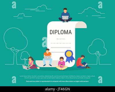 Diploma di laurea concetto illustrazione vettoriale Illustrazione Vettoriale