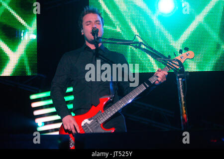 Chris wolstenholme muse esegue 2007 lollapalooza chicago,il Foto Stock