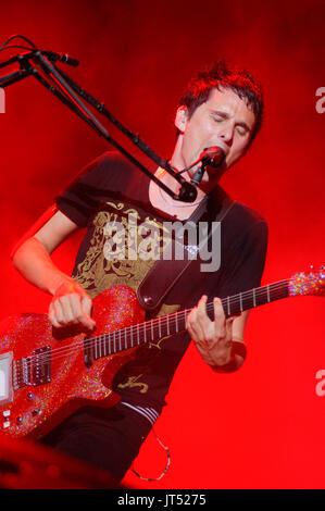 Matthew bellamy muse esegue 2007 lollapalooza chicago,il Foto Stock