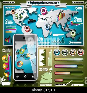 Disegno vettoriale set di elementi infografico. Mappa del mondo e le informazioni grafiche. EPS 10 illustrazione Illustrazione Vettoriale