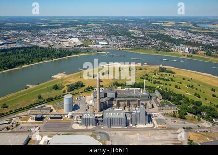 Impianto di alimentazione Lausward, carbone power station, Rheinbogen, foto aerea, Düsseldorf, Renania, Renania settentrionale-Vestfalia, Germania Foto Stock