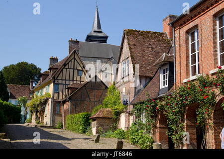 Il villaggio di Gerberoy, elencati "Plus Beaux Villages de France', uno dei più bei villaggi francesi, in Piccardia. Case risalenti al XVII Foto Stock