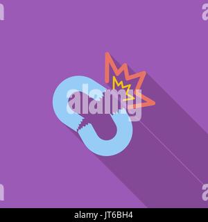 Collegamento rotto icona. Vettore di piana relativa icona con lunga ombra per il web e applicazioni per dispositivi mobili. Esso può essere utilizzato come - il logo, il pittogramma, icona, infograp Illustrazione Vettoriale