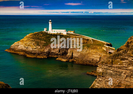 Sud pila faro, Angelsey, il Galles del Nord, Regno Unito Foto Stock