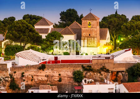 Crepuscolo, bianco tipico villaggio di Mijas. Costa del Sol, Málaga provincia. Andalusia, Spagna del Sud Europa Foto Stock