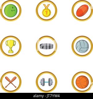 Sport di squadra icon set, stile cartoon Illustrazione Vettoriale