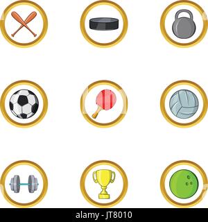 Cool sport icona impostare, stile cartoon Illustrazione Vettoriale