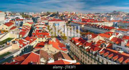 Piazza Rossio con andamento ondulato, Lisbona, Portogallo Foto Stock