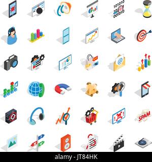 Sviluppo Web set di icone, stile isometrico Illustrazione Vettoriale