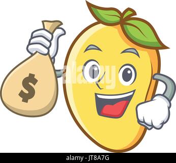 Carattere di mango mascotte cartoon con sacco di denaro Illustrazione Vettoriale