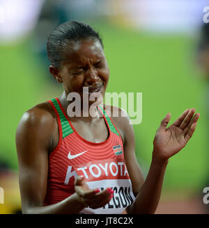 La fede Kipyegon (Kenya) vince 1500m oro ai Mondiali di atletica, Londra 2017 Foto Stock