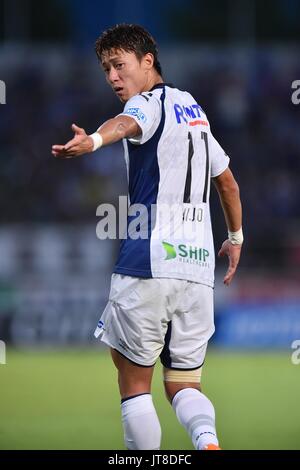 Yamanashi, Giappone. 5 Ago, 2017. Hwang Ui-Jo (Gamba) Calcio/Calcetto : 2017 J1 League match tra Ventforet Kofu 1-0 Gamba Osaka a Yamanashi Chuo Bank Stadium in Yamanashi, Giappone . Credito: AFLO/Alamy Live News Foto Stock