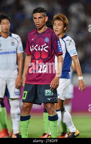 Yamanashi, Giappone. 5 Ago, 2017. Dudu (Ventforet) Calcio/Calcetto : 2017 J1 League match tra Ventforet Kofu 1-0 Gamba Osaka a Yamanashi Chuo Bank Stadium in Yamanashi, Giappone . Credito: AFLO/Alamy Live News Foto Stock