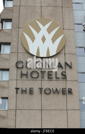 Londra, Regno Unito. 08 Ago, 2017. Gouman Hotel La Torre è stata confermata dalla IAAF che un bug di vomito epidemia ha avuto luogo a Guoman Tower Hotel nel centro di Londra, un riportato 12 atleti, era ammalato presso l'hotel. L'hotel ha negato è la colpa. L'hotel sul Fiume Tamigi si siede accanto al famoso Tower Bridge. Oggi l'immagine. Credito: Nigel Bowles/Alamy Live News Foto Stock