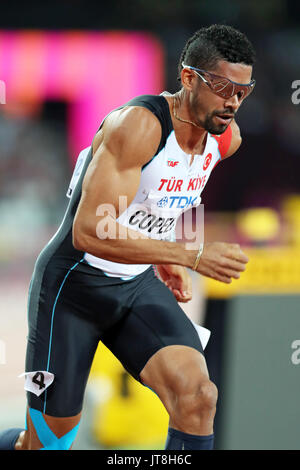 Londra, Regno Unito. 07-Ago-17. COPELLO Yasmani che rappresenta la Turchia a competere in Uomini 400m Semi-Final 3 al 2017, IAAF Campionati del Mondo, Queen Elizabeth Olympic Park, Stratford, Londra, Regno Unito. Credito: Simon Balson/Alamy Live News Foto Stock