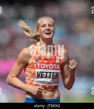 Londra, Grossbritannien. 06 Ago, 2017. Jubel Anouk Vetter, NED, Speerwerfen Siebenkampf, am 06.08.2017 Leichtathletik Weltmeisterschaft 2017 a Londra/ Grossbritannien vom 04.08. - 13.08.2017. | Verwendung weltweit Credito: dpa/Alamy Live News Foto Stock