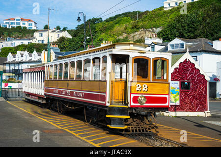 Il vecchio tram in Douglas, Isola di Man, la dipendenza della corona del Regno Unito, Europa Foto Stock