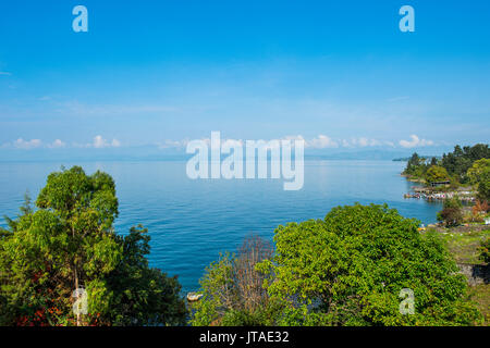 Vista sul Lago Kivu, Goma, nella Repubblica democratica del Congo, Africa Foto Stock