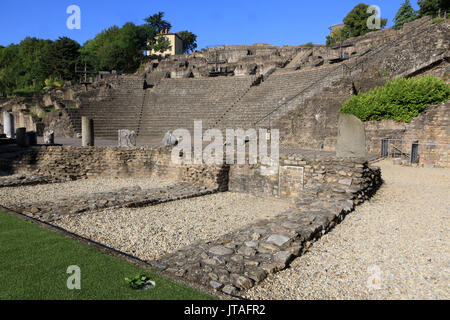 Teatro Antico di Fourviére, Lione, la Valle del Rodano, Francia, Europa Foto Stock