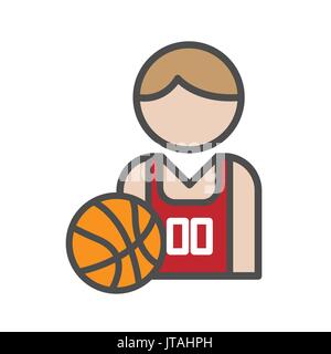 Giocatore di basket avatar icona su sfondo bianco Illustrazione Vettoriale