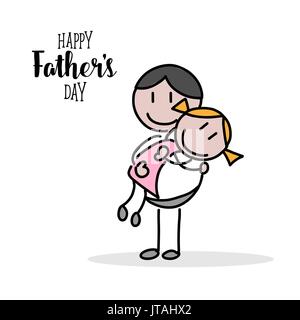 Felice giorno padri illustrazione a mano su sfondo bianco Illustrazione Vettoriale