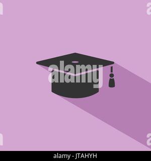 Icona Mortarboard con ombra su sfondo viola Illustrazione Vettoriale