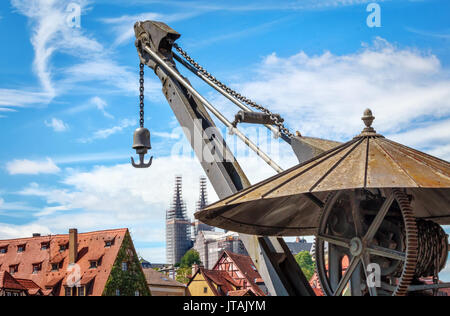 Gru storico nel porto di Bamberg, Franconia, Baviera, Germania Foto Stock