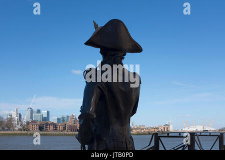Statua di Ammiraglio Lord Nelson, Greenwich, Inghilterra Foto Stock