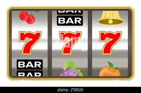 Tripla numero sette sulle slot machine vettore Illustrazione Vettoriale