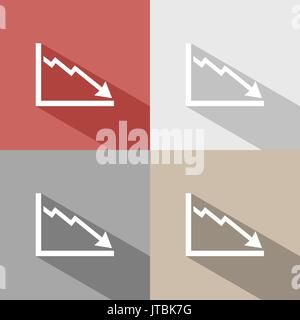 Fallimento icona grafico con ombra su sfondo colorato Illustrazione Vettoriale