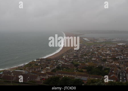 Vedute di Portland, Dorset in un giorno di tempesta Foto Stock