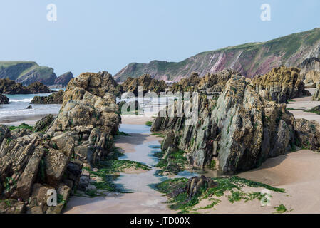 Spiaggia di scena a Marloes Sands, Pembrokeshire, Wales, Regno Unito. Foto Stock