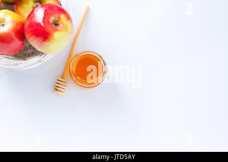 Mele, melograno e miele per Rosh Hashanah Foto Stock