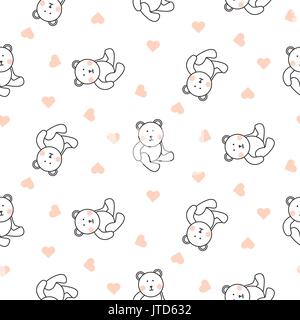 Orsacchiotto di peluche vettore seamless pattern. Illustrazione Vettoriale