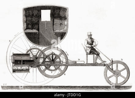 Il Puffing Diavolo, un full-size alimentati a vapore locomotiva strada costruita da Richard Trevithick nel 1801. Richard Trevithick, 1771 - 1833. British inventore e ingegnere minerario. Da Les Merveilles de la Science, pubblicato 1870. Foto Stock