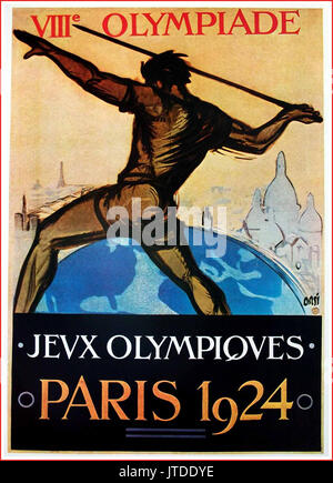 Poster delle Olimpiadi di Parigi vintage 1924 Olympiade 1924 Paris France VIII e OLYMPIADE Foto Stock