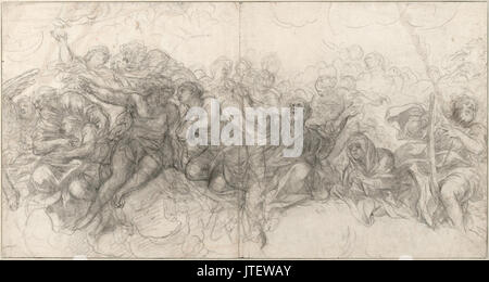 Pietro da Cortona Abramo e Isacco, Adamo ed Eva, Noè, e, sul bordo destro, Davide con la cetra, 1647 Foto Stock