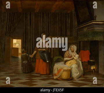 Pieter De Hooch donna e bambino con Servizio cameriera Foto Stock