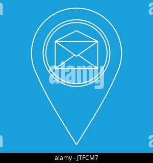 Mappa contatto con busta icona segno, stile contorno Illustrazione Vettoriale