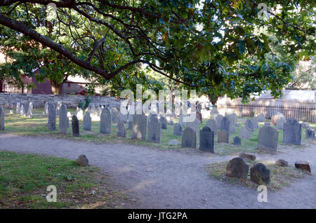 Storico Punto di seppellimento cimitero dietro il Salem processo alle streghe Memorial in Salem, Massachusetts, STATI UNITI D'AMERICA Foto Stock
