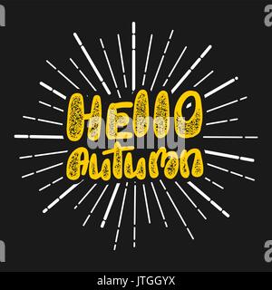 Ciao autunno manoscritte lettering timbro Illustrazione Vettoriale