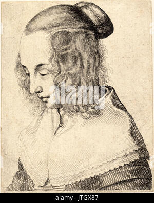 Venceslao Hollar giovane donna con riccioli laterali 2 Foto Stock