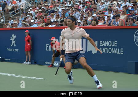 Montreal, Canada. 09Aug, 2017. Agosto 9, 2017 - Montreal, Quebec, Canada - Roger Federer vince il 2° round match contro PETER POLANSKY di Rogers Cup 2017 Credit: Vlad Russia/Alamy Live News Foto Stock