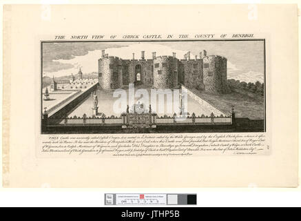 La vista del nord di Chirk Castle nella contea di Denbigh Foto Stock