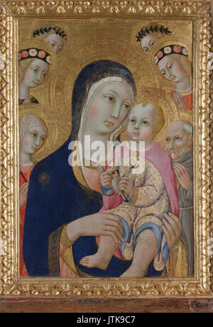 Sano di Pietro Madonna con Bambino, Santi e Sante Apollonia e Bernardino e quattro angeli Foto Stock